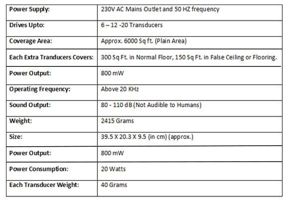 ultrasonic rat machine specification